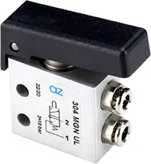 Produktfoto 1 von AZ Pneumatica 304 MGN UL, Mikroventil 3/2 NC, ø4 mm, Taster SCHWARZ