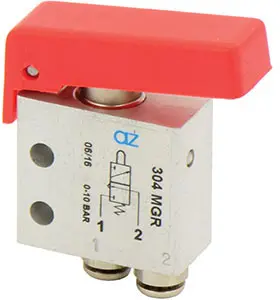 Produktfoto 1 von AZ Pneumatica 304 MGR, Mikroventil, 3/2 NC, ø4 mm Steckanschlüsse, Taster ROT