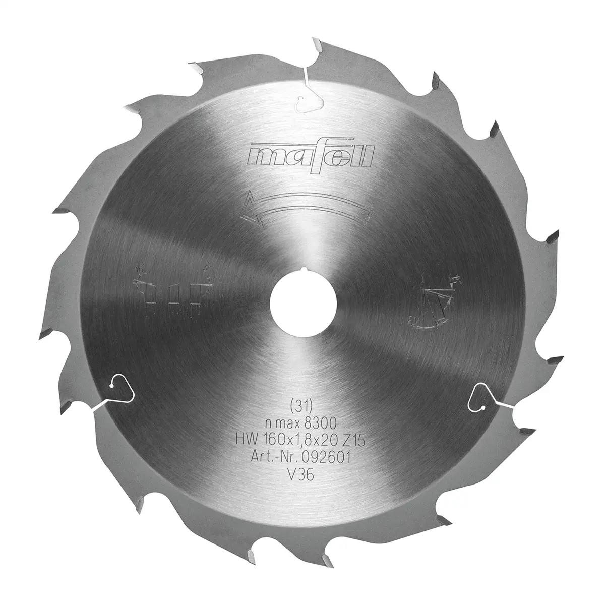 Produktfoto 1 von Mafell 092601, Hartmetall Sägeblatt GT 160 x 1,2/1,8 x 20 mm - 15-3 Zähne - Ersatzblatt