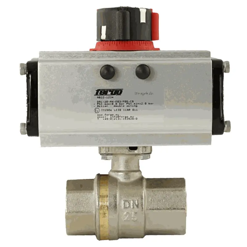 Produktfoto 1 von Fergo KH105 Kugelhahn 1 1/2 Zoll Innengewinde Messing pneumatisch DW