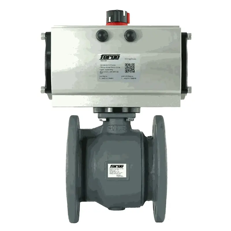 Produktfoto 1 von Fergo KH121 Flanschkugelhahn DN 32 PN16 DVGW Gas GGG40 doppeltwirkend Antrieb