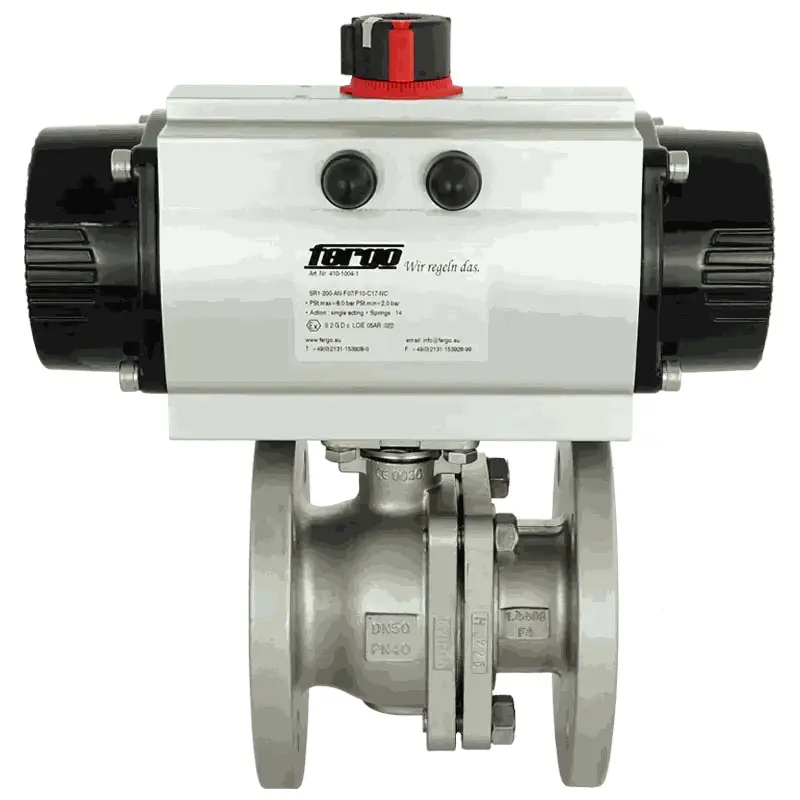 Produktfoto 1 von Fergo KH155 Flanschkugelhahn DN 150 PN10/16 einfachwirkend pneumatischer Antrieb