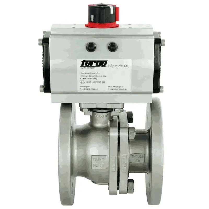 Produktfoto 1 von Fergo KH155 Flanschkugelhahn DN 20 PN16/40 doppeltwirkend pneumatischer Antrieb
