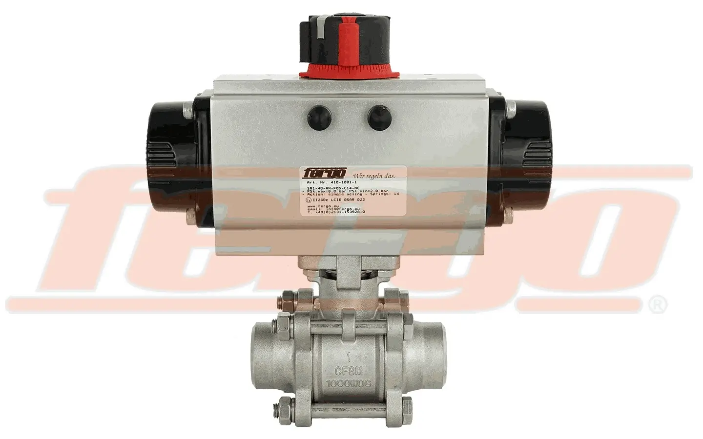 Produktfoto 1 von Fergo KH154 Anschweiss-Kugelhahn 4 Zoll Edelstahl pneumatisch EW