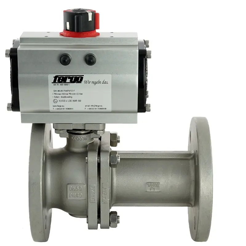 Produktfoto 1 von Fergo KH155-F1 Kugelhahn DN 50 PN16/40 doppeltwirkend pneumatischer Antrieb