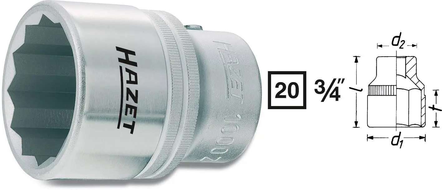 Hazet 1000Z-50, Außen-Sechskant Steckschlüsseleinsatz 50mm 3/4" (20 mm)