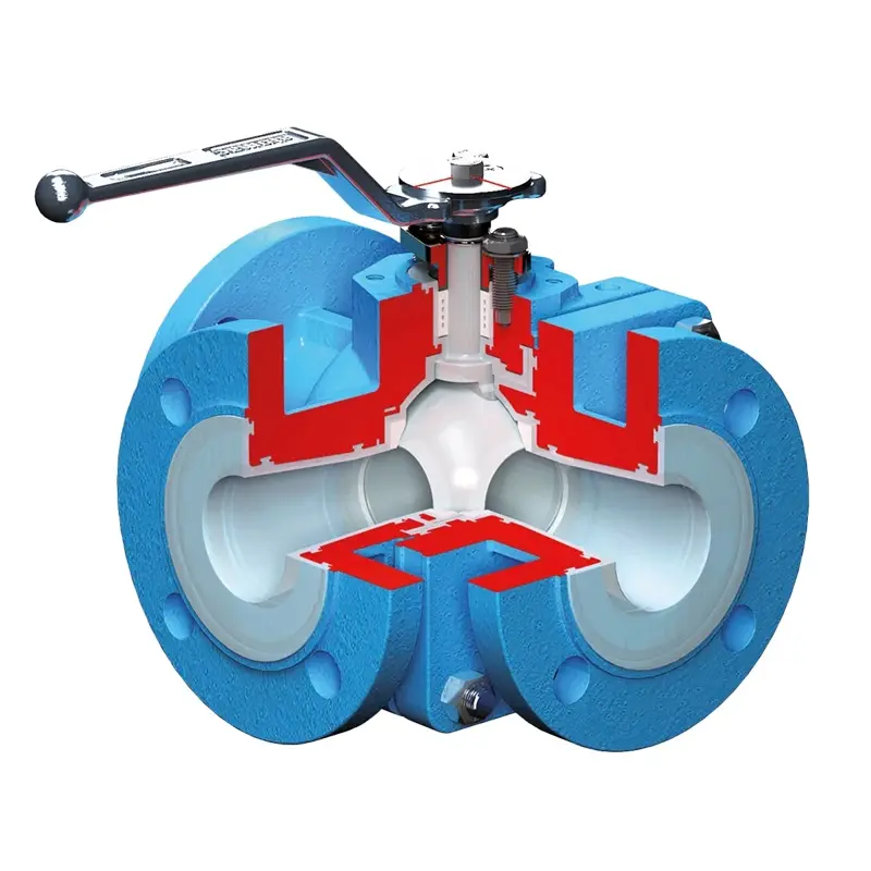 Produktfoto 1 von Fergo Flowserve Atomac AMP3L 3-Wege Kugelhahn DN 100 PFA ausgekleidet