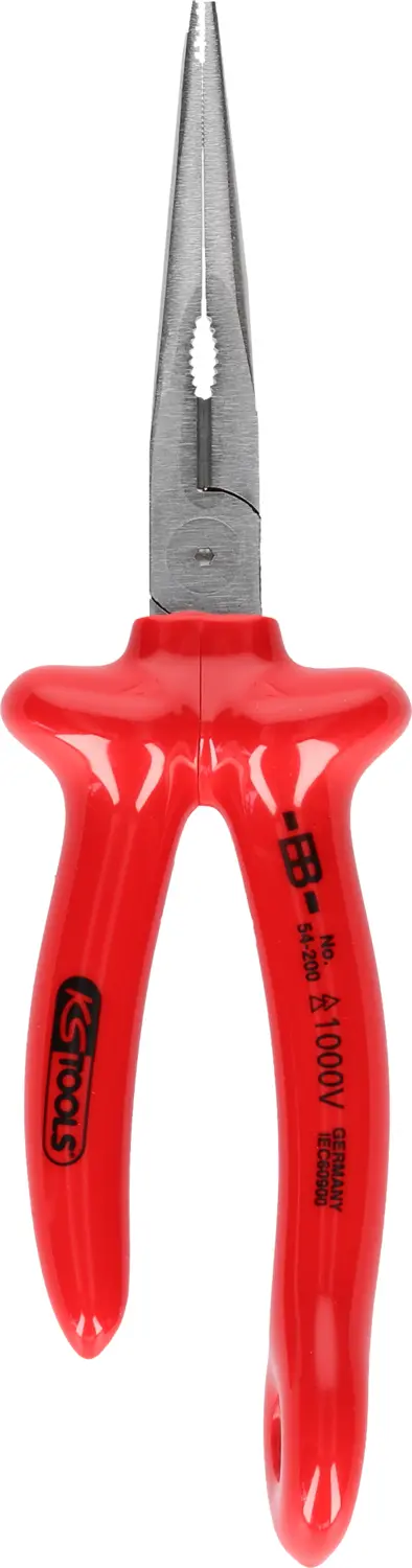 Produktfoto 1 von KS Tools 117.2203, 1000V Flachrundzange mit Sicherungs&ouml;se für Sicherheitsleine