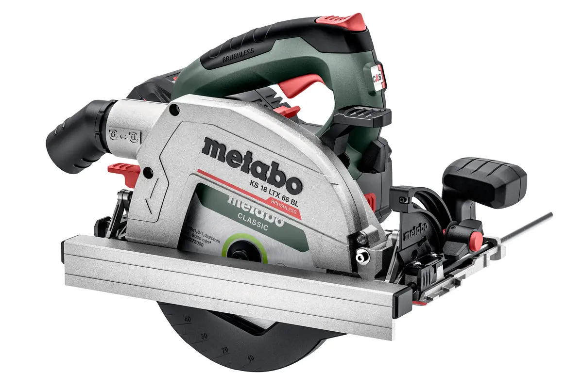 Produktfoto 1 von Metabo 611866810, Akku-Handkreissäge KS 18 LTX 66 BL mit 2x 8,0 Ah + Lader in metaBOX 340