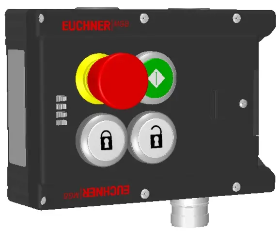 Produktfoto 1 von Euchner MGB-L1-APA-AC6A1-S1-R-110498, Zuhaltemodul, mit 3 Taster, Not-Halt, RC18