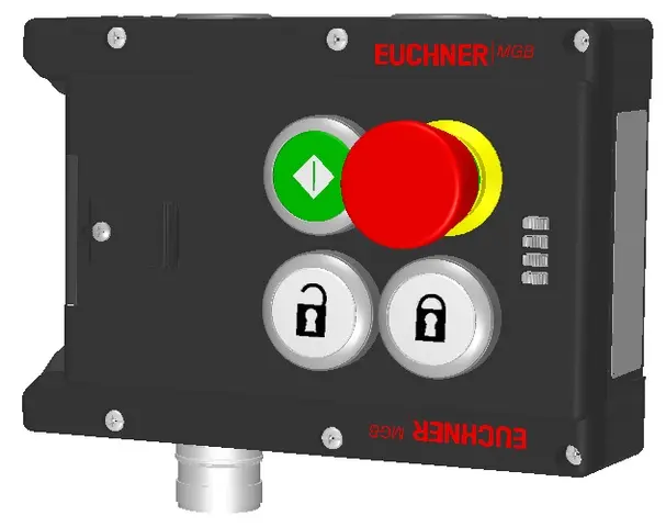 Produktfoto 1 von Euchner MGB-L1-APA-AC6A1-S1-L-110499, Zuhaltemodul, mit 3 Taster, Not-Halt, RC18