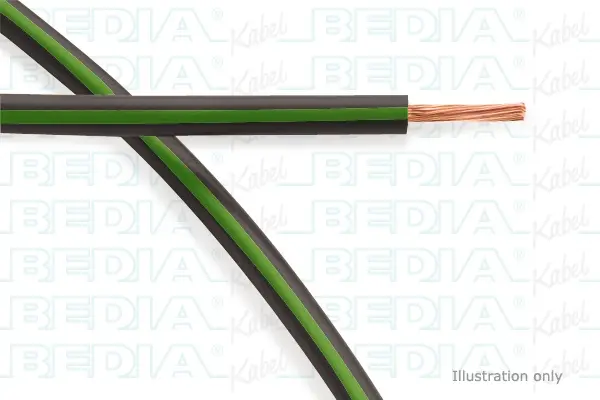Produktfoto 1 von BEDIA 112160006, PVC-Fahrzeugleitung mit dünnwandiger Isolierung FLRY-B 6.00 mm² bk-gn (105°C)