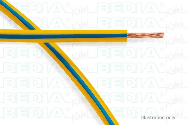 Produktfoto 1 von BEDIA 221080105, PVC-Fahrzeugleitung mit dünnwandiger Isolierung FLRYW-A 0.35 mm² ye-bu (125°C)