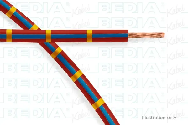 Produktfoto 1 von BEDIA 11212030501, PVC-Fahrzeugleitung mit dünnwandiger Isolierung FLRY-B 1.50 mm² rd-bu-ye (105°C)