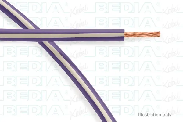 Produktfoto 1 von BEDIA 111090409, PVC-Fahrzeugleitung mit dünnwandiger Isolierung FLRY-A 0.50 mm² vt-wh (105°C)
