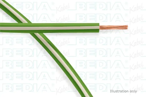 Produktfoto 1 von BEDIA 111080609, PVC-Fahrzeugleitung mit dünnwandiger Isolierung FLRY-A 0.35 mm² gn-wh (105°C)