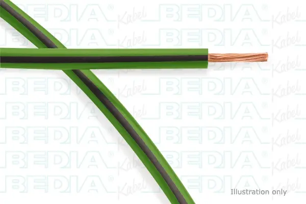Produktfoto 1 von BEDIA 111080600, PVC-Fahrzeugleitung mit dünnwandiger Isolierung FLRY-A 0.35 mm² gn-bk (105°C)