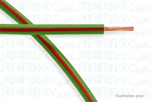 Produktfoto 1 von BEDIA 221090603, PVC-Fahrzeugleitung mit dünnwandiger Isolierung FLRYW-A 0.50 mm² gn-rd (125°C)