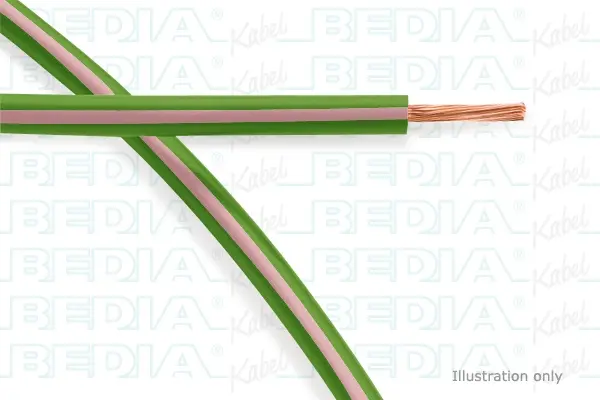 Produktfoto 1 von BEDIA 111080610, PVC-Fahrzeugleitung mit dünnwandiger Isolierung FLRY-A 0.35 mm² gn-pk (105°C)