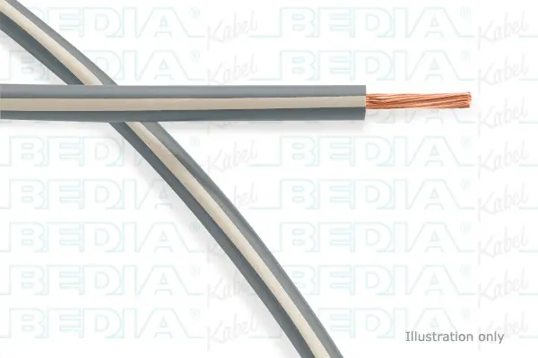 BEDIA 112100709, PVC-Fahrzeugleitung mit dünnwandiger Isolierung FLRY-B 0.75 mm² gy-wh (105°C)