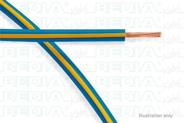 BEDIA 112090501, PVC-Fahrzeugleitung mit dünnwandiger Isolierung FLRY-B 0.50 mm² bu-ye (105°C)