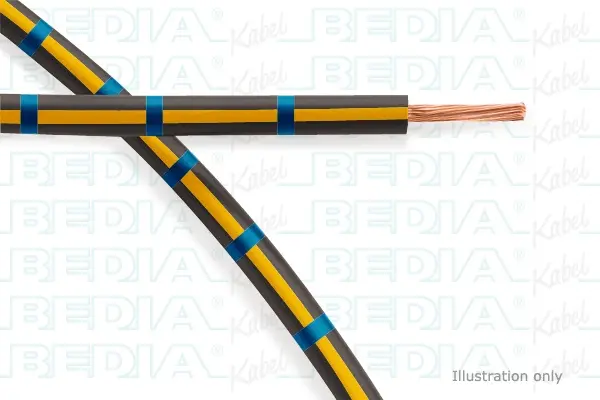 Produktfoto 1 von BEDIA 11210000105, PVC-Fahrzeugleitung mit dünnwandiger Isolierung FLRY-B 0.75 mm² bk-ye-bu (105°C)