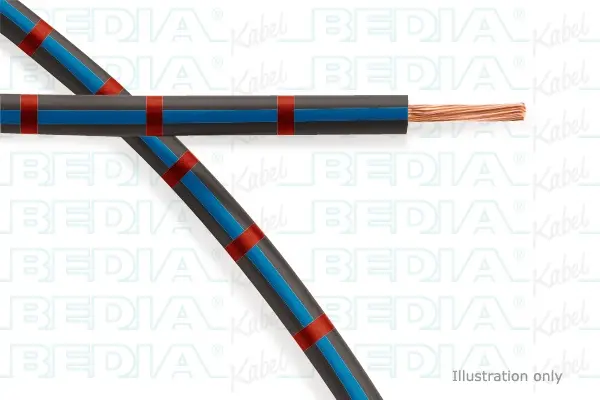 Produktfoto 1 von BEDIA 11212000503, PVC-Fahrzeugleitung mit dünnwandiger Isolierung FLRY-B 1.50 mm² bk-bu-rd (105°C)