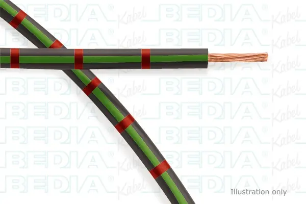 BEDIA 11212000603, PVC-Fahrzeugleitung mit dünnwandiger Isolierung FLRY-B 1.50 mm² bk-gn-rd (105°C)