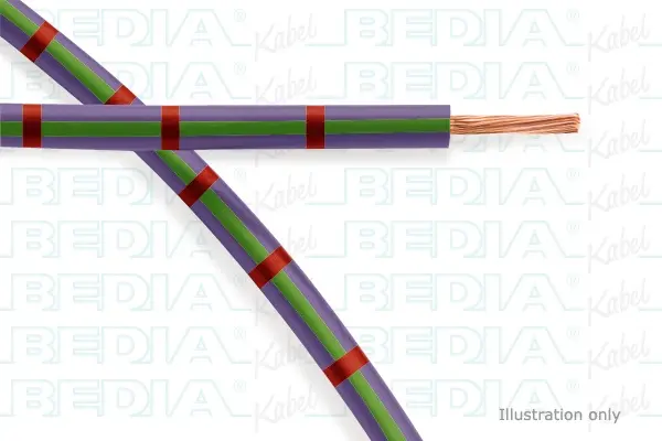 Produktfoto 1 von BEDIA 11211040603, PVC-Fahrzeugleitung mit dünnwandiger Isolierung FLRY-B 1.00 mm² vt-gn-rd (105°C)