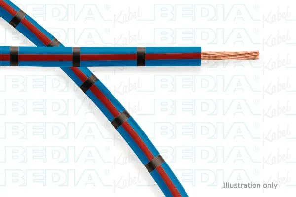 Produktfoto 1 von BEDIA 11212050300, PVC-Fahrzeugleitung mit dünnwandiger Isolierung FLRY-B 1.50 mm² bu-rd-bk (105°C)