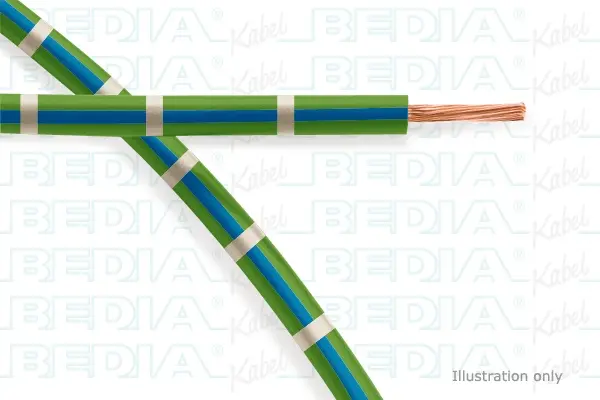 Produktfoto 1 von BEDIA 11211060509, PVC-Fahrzeugleitung mit dünnwandiger Isolierung FLRY-B 1.00 mm² gn-bu-wh (105°C)