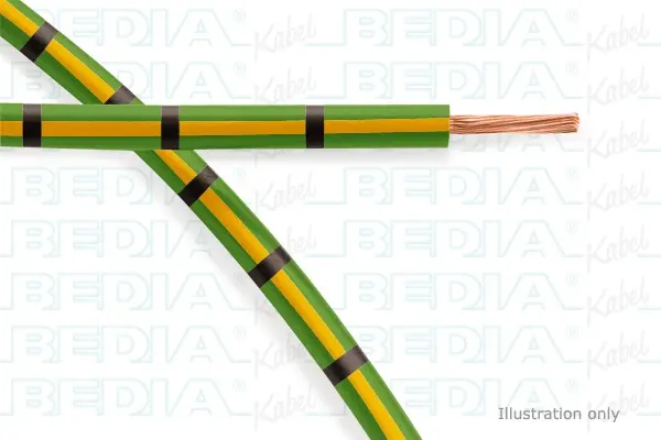 BEDIA 11212060100, PVC-Fahrzeugleitung mit dünnwandiger Isolierung FLRY-B 1.50 mm² gn-ye-bk (105°C)