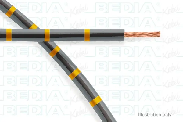 BEDIA 11211070001, PVC-Fahrzeugleitung mit dünnwandiger Isolierung FLRY-B 1.00 mm² gy-bk-ye (105°C)