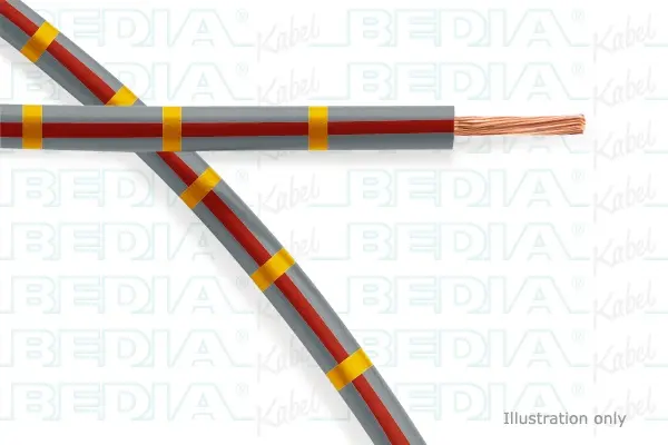 Produktfoto 1 von BEDIA 11211070301, PVC-Fahrzeugleitung mit dünnwandiger Isolierung FLRY-B 1.00 mm² gy-rd-ye (105°C)