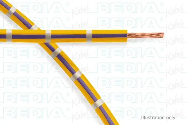 Produktfoto 1 von BEDIA 11212010409, PVC-Fahrzeugleitung mit dünnwandiger Isolierung FLRY-B 1.50 mm² ye-vt-wh (105°C)