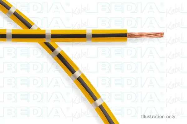 Produktfoto 1 von BEDIA 11212010009, PVC-Fahrzeugleitung mit dünnwandiger Isolierung FLRY-B 1.50 mm² ye-bk-wh (105°C)