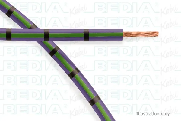 BEDIA 11212040600, PVC-Fahrzeugleitung mit dünnwandiger Isolierung FLRY-B 1.50 mm² vt-gn-bk (105°C)