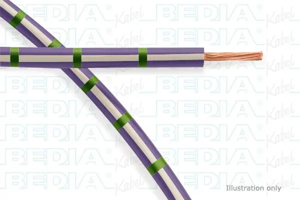 BEDIA 11212040906, PVC-Fahrzeugleitung mit dünnwandiger Isolierung FLRY-B 1.50 mm² vt-wh-gn (105°C)