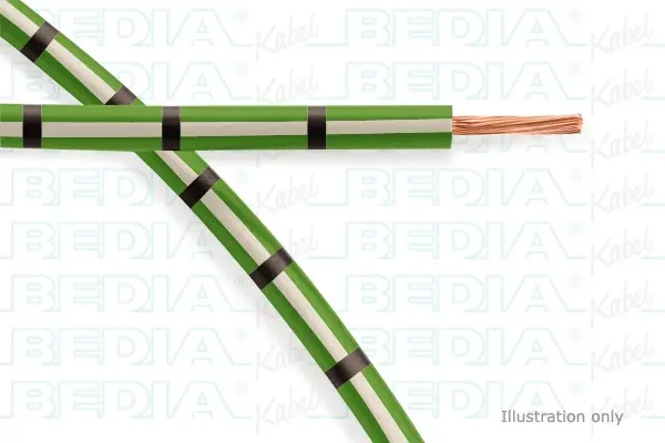 Produktfoto 1 von BEDIA 11212060900, PVC-Fahrzeugleitung mit dünnwandiger Isolierung FLRY-B 1.50 mm² gn-wh-bk (105°C)