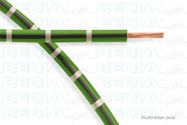 Produktfoto 1 von BEDIA 11212060009, PVC-Fahrzeugleitung mit dünnwandiger Isolierung FLRY-B 1.50 mm² gn-bk-wh (105°C)
