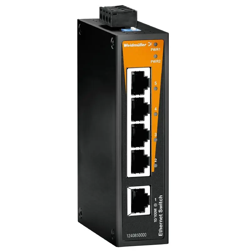 Produktfoto 1 von WEIDMÜLLER IE-SW-BL05T-5TX, Netzwerk Switch, unmanaged, P/n: 1240850000