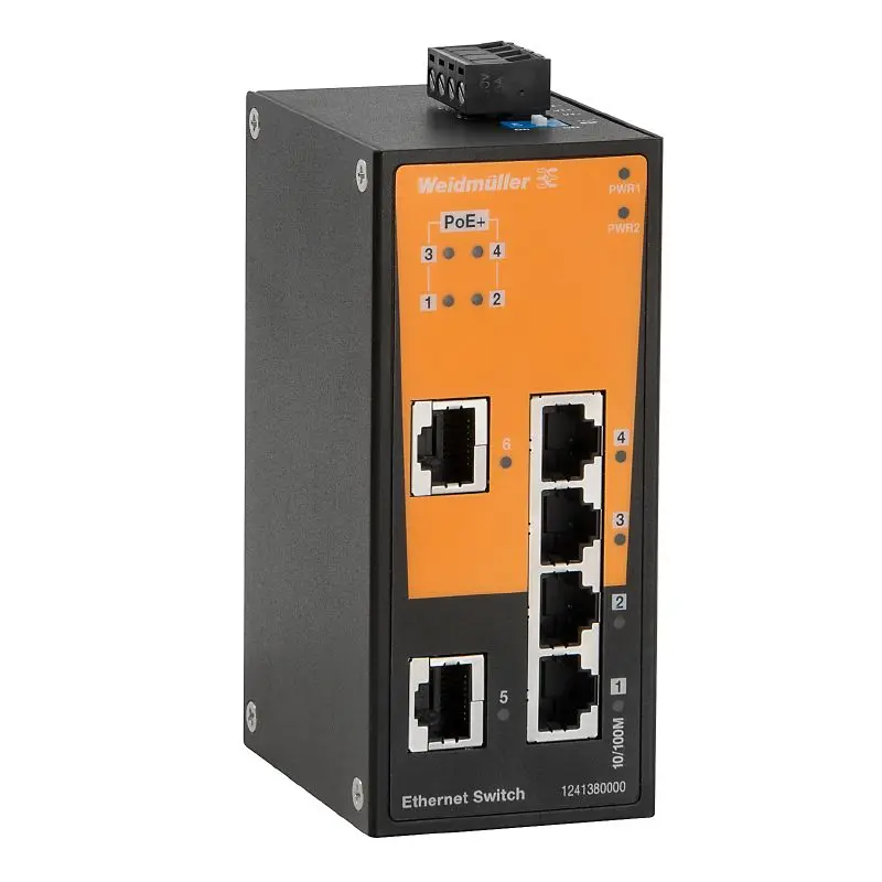 Produktfoto 1 von WEIDMÜLLER IE-SW-BL06-2TX-4POE, Netzwerk Switch, unmanaged, P/n: 1241380000