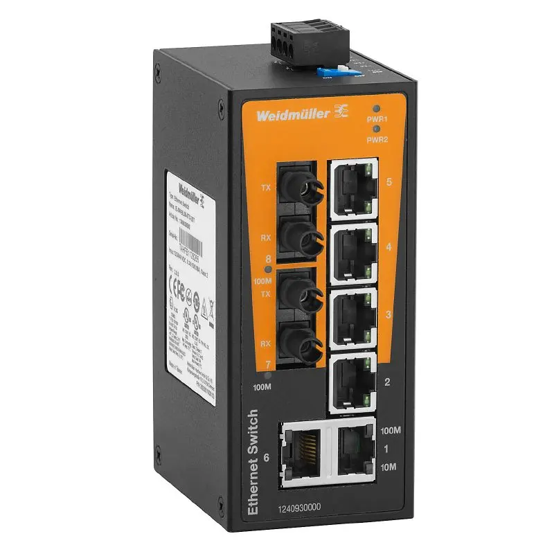 Produktfoto 1 von WEIDMÜLLER IE-SW-BL08T-6TX-2ST, Netzwerk Switch, unmanaged, P/n: 1286570000