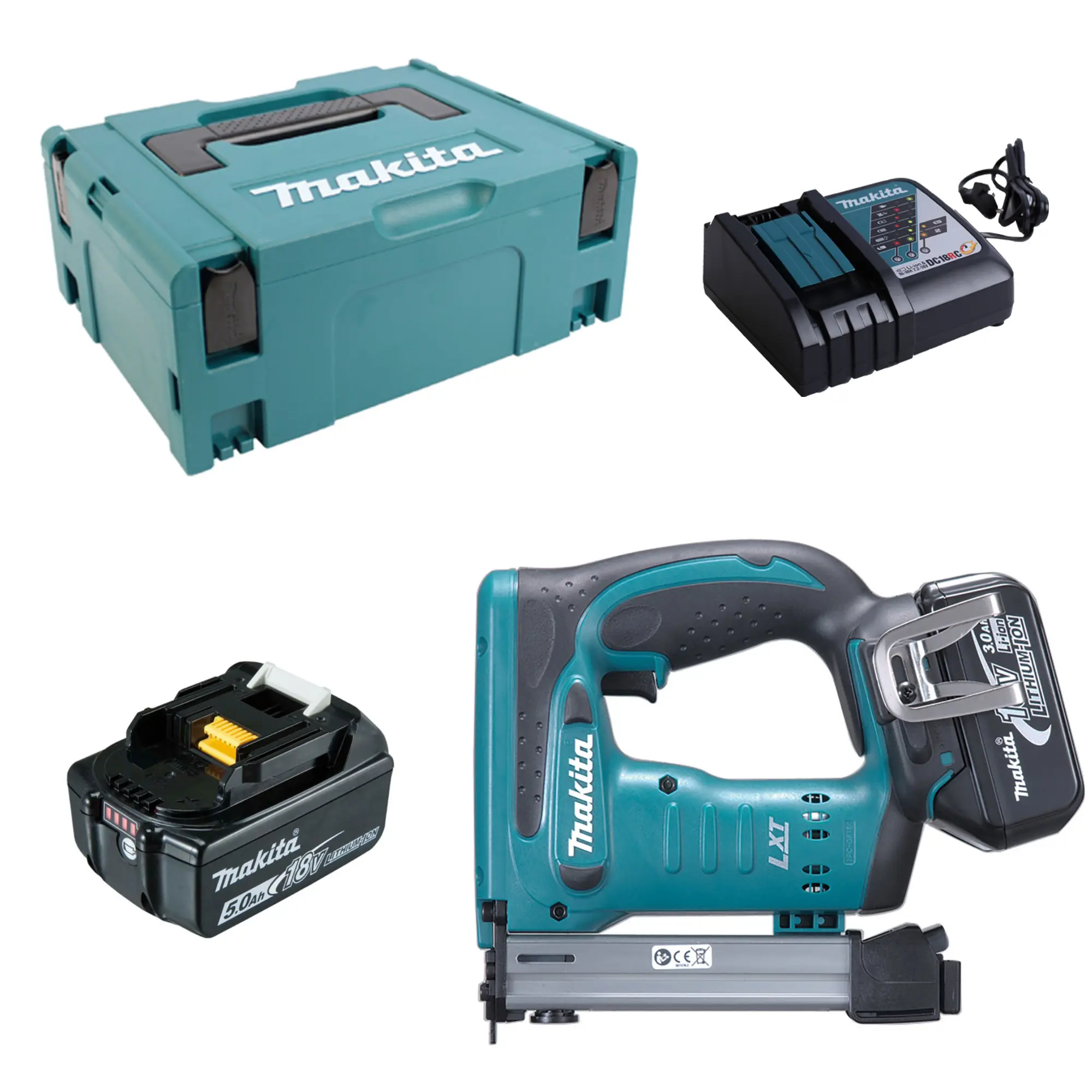Produktfoto 1 von Makita DST221RTJ, Akku-Tacker 18V mit 2x 5,0 Ah Akkus, Lader im MAKPAC 2