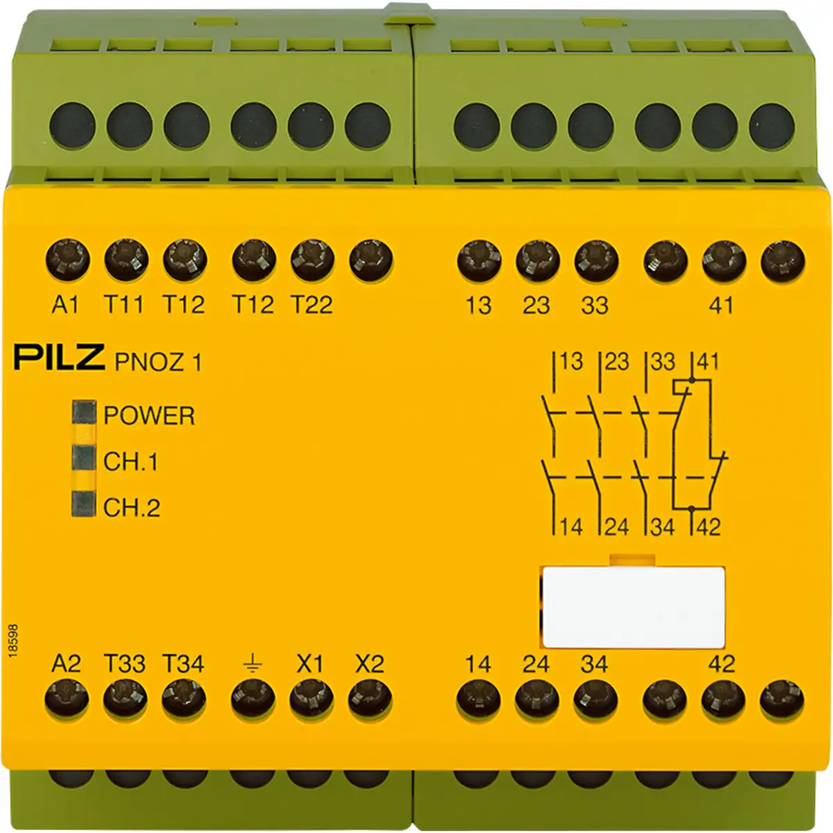 Produktfoto 1 von PILZ PNOZ 1 24VAC 3n/o 1n/c, Überwachung von Not-Halt, Schutztüren