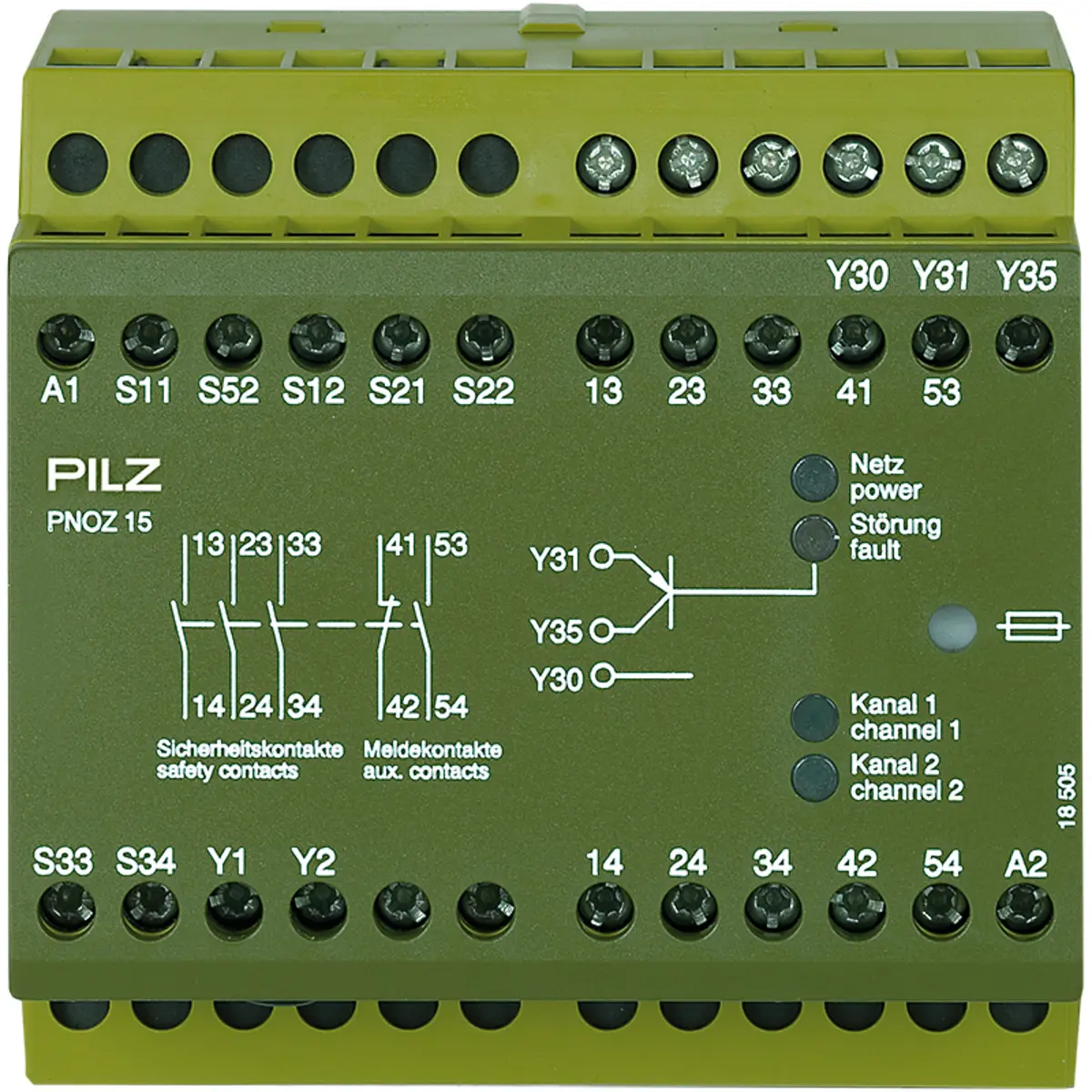 Produktfoto 1 von PILZ PNOZ 15 24VDC 3n/o 1n/o 1n/c Schaltgeräte P/N: 774050