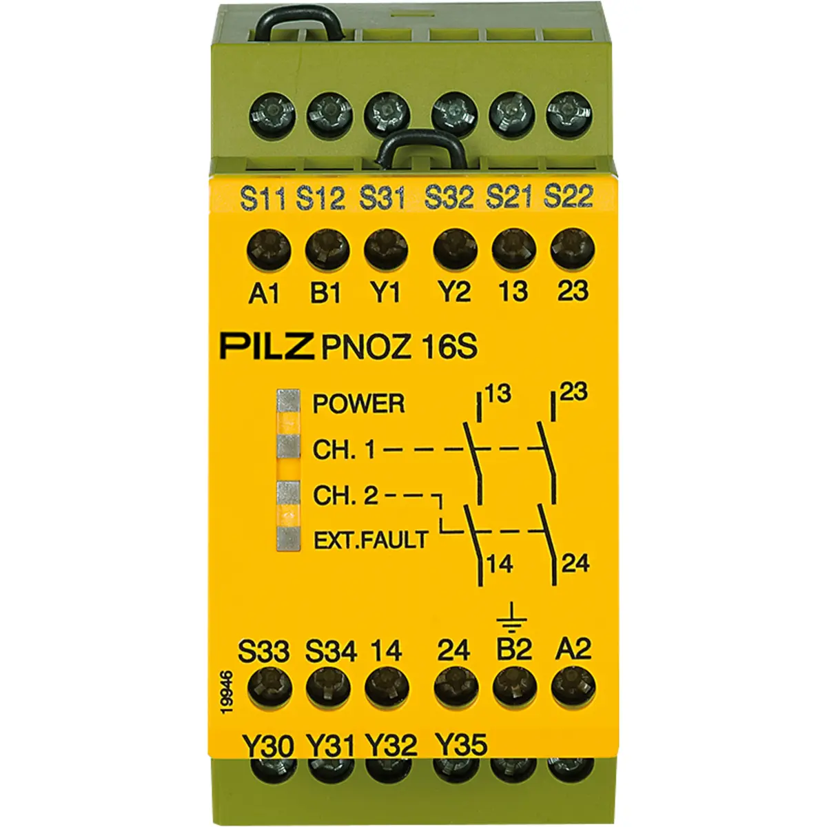 Produktfoto 1 von PILZ PNOZ 16S 24VAC 24VDC 2n/o 2so, Schaltmattenüberwachung, P/n: 774070
