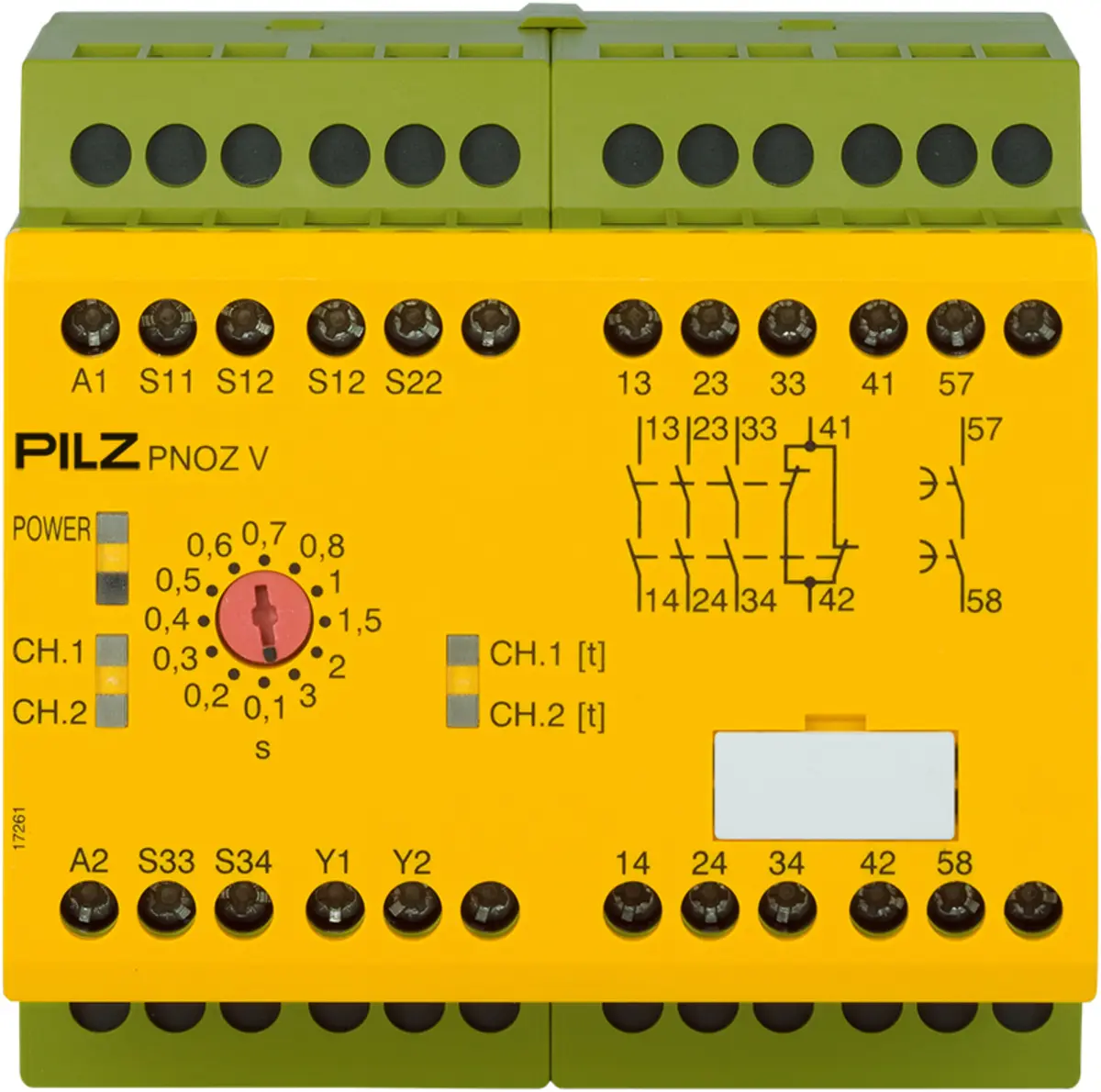 Produktfoto 1 von PILZ PNOZ V 3s 24VDC 3n/o 1n/c 1n/o t, Überwachung von Not-Halt, Schutztüren