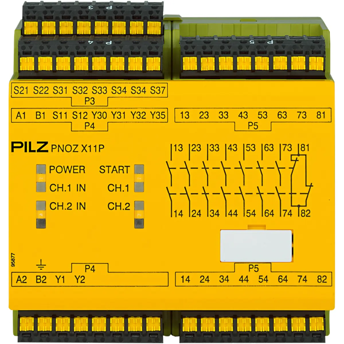 Produktfoto 1 von PILZ PNOZ X11P C 230-240VAC 7n/o 1n/c 2so, Überwachung von Not-Halt, Schutztüren