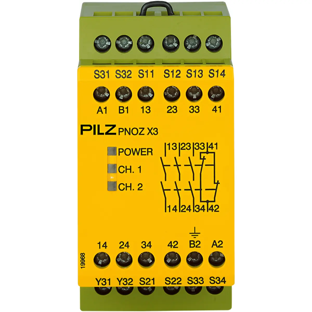 Produktfoto 1 von PILZ PNOZ X3 115VAC 24VDC 3n/o 1n/c 1so, Überwachung von Not-Halt, Schutztüren